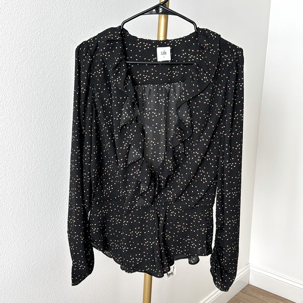 CAbi Ruffle Blouse with Hearts